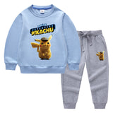 Children Pokemon Pikachu Hoodie & Pant Set Two-Piece Baby Cotton Sweater Set