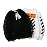 Off White Long Sleeve Round Neck Neck Fleece Sweatshirts Autumn and Winter Pullover and Fleece Sweater
