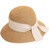 Straw Hat Dome Sunhat Summer Hat French Elegant Wide Brim Bucket Hat