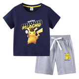 Children Pokemon Pikachu Tshirts & Shorts Cotton Short Sleeve Shorts Two Pieces Neutral