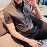 Men Shirts Short Sleeve Plaid Shirt