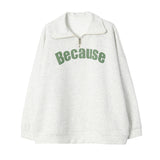 Diana Harvard Sweatshirt Retro Polo Collar Loose Letter Sweater