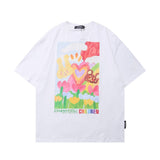 Men's T Shirt Summer Casual Tops Flower Print Short Sleeve T-shirt Men's Half Sleeve Boyfriend Harajuku Style Trendy Loose Half Sleeve