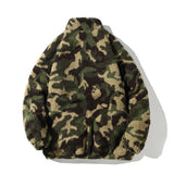 Men's Autumn Winter Coat Winter Men's Stand Collar Camouflage Lamb Wool Cotton-Padded Jacket