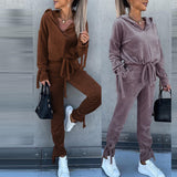 Women Pants Suit Autumn and Winter Solid Color Fashion Loose Two-Piece Suit