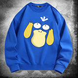 Men and Women Pokemon Pikachu Hoodie Pokémon Psyduck Crew Neck Pullover Sweatshirt