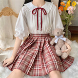 Gothic Lolita Harajuku Style Clothing Shirt Short Sleeve JK Solid Color Shirt