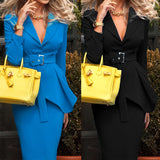 Women Coat Women's Fall Winter Skirt Two-Piece Suit