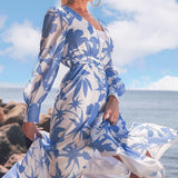 Women Bohemian Dress Women's Clothing Summer Long-Sleeve Printed Skirt
