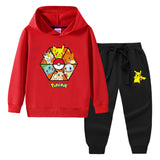 Children Pokemon Pikachu Hoodie & Pant Set Sweater Suit Cotton Trendy