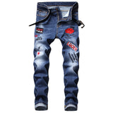 J Shaped Jeans Embroidered Men's Jeans Slim Straight