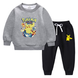 Children Pokemon Pikachu Hoodie & Pant Set Fleece Lined Padded Warm Keeping Sweatshirt Set