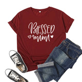 Boy Mama T Shirt Blessed Mama Printed Short Sleeve round Neck T-shirt