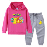 Children Pokemon Pikachu Hoodie & Pant Set Sweater Suit Cotton Trendy