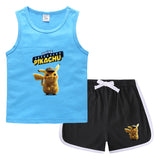 Children Pokemon Pikachu Tshirts & Shorts Casual Sports Sweat-Absorbent Suit Neutral