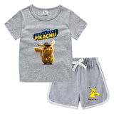 Children Pokemon Pikachu Tshirts & Shorts Casual Sports Undershirt Suit Neutral