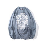 Slogan Graphic Hoodie Autumn Winter False-Two-Piece Loose Long Sleeve Sweatershirt