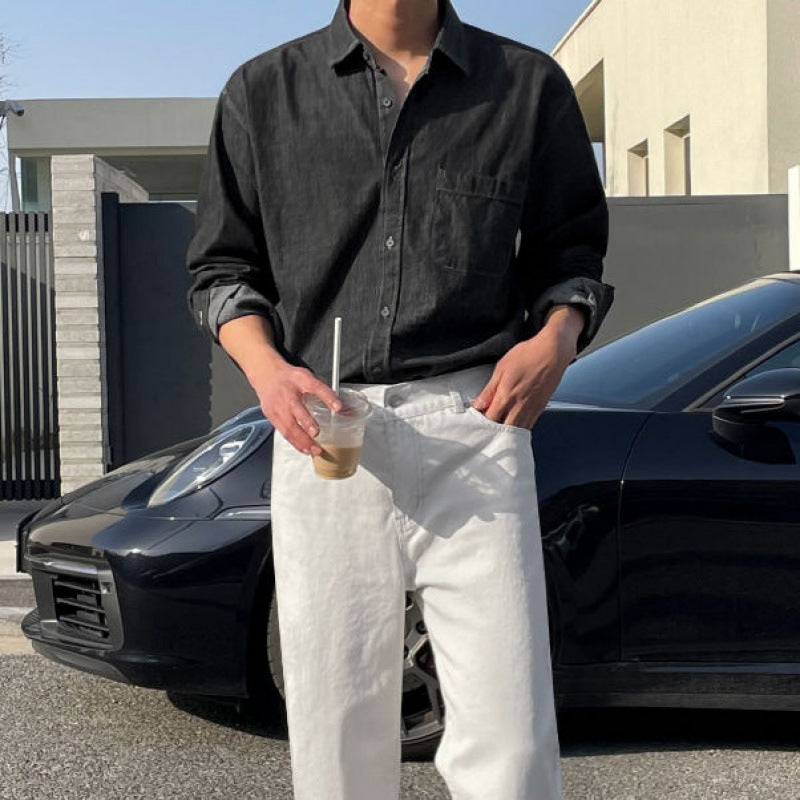 Denim Shirts Men's Spring and Autumn Baggy Coat