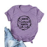 Beth Dutton Outfits Sorta Sweet Sorta Beth Dutton round Neck Casual Short Sleeve Loose plus Size Fashion T-shirt