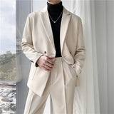 Double Brewed Seersucker Suit Spring Men's Casual Jacket Baggy Coat