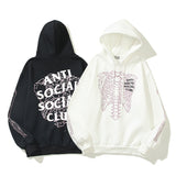 Skeleton Hoodie ASSC Printing plus Velvet Skull Men's and Women's Hoodie Hoodie