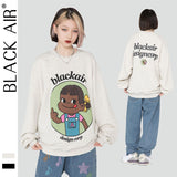 Blackair T Shirt Autumn Winter Retro Sweater Cartoon Character Printed round Neck Long Sleeve