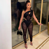 Kesha Black Dress Beauty Clothing Fashion Sexy Mesh See-through Irregular Top Two-Piece Set