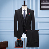 Seersucker Suit Men's Suit Set Slim Three-Piece Suit
