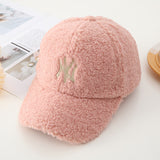 Yankee Baseball Cap Women's Autumn and Winter Lamb Wool Baseball Cap Thickened Warm Peaked Cap