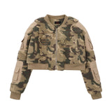 Nina Parker Camo Jacket Camouflage Lamb Wool Short Baseball Jacket