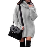 Sweater Dress Outfit With Tights 2 Pieces Set Autumn and Winter Mid-Length Knitted Pullover Long Sleeve Dress