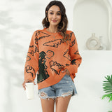 Dinosaur Sweaters Dinosaur Jacquard Pullover Loose Casual Sweater