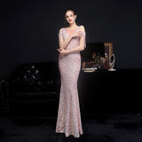 Sequin Evening Dress Slim-Fit Fishtail Skirt Gown