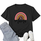 Boy Mama T Shirt Mama Rainbow Pattern Printed T-shirt