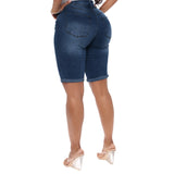 Women Plus Size Denim Shorts Hole Denim Hot Pants