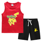 Children Pokemon Pikachu Tshirts & Shorts Vest Middle Pants Sports Casual Thin Two Pieces