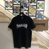 Thrasher T Shirt Ice Blue Flame Loose Short Sleeve