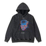 Skull Hoodie Skull Print Washed Distressed Hooded Sweater Men's Dark Fashion Brand Loose-Fitting Hoodie Trendy Pullover
