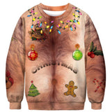 Black Christmas Sweater Christmas round Neck Sweater Casual Funny Santa Claus