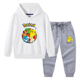 Children Pokemon Pikachu Hoodie & Pant Set Hooded Sweater Trousers Cotton Suit
