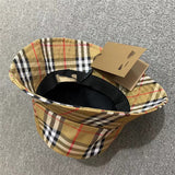 Vintage Check Baseball Cap Big Brim Female Dome