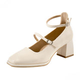 Nude Chunky Heel Mary Jane Shoes