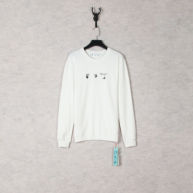 Off White Long Sleeve Round Neck Sweater Autumn And Winter High-Quality Off Gray Melting Arrow Pattern Crew Neck Pullover Sweatshirt