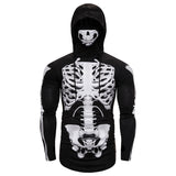 Skull Hoodie Men's Ninja Clothes Hooded Halloween T-shirt Full Skeleton Skull
