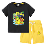 Children Pokemon Pikachu Tshirts & Shorts Cotton Short Sleeve Shorts Two Pieces Neutral