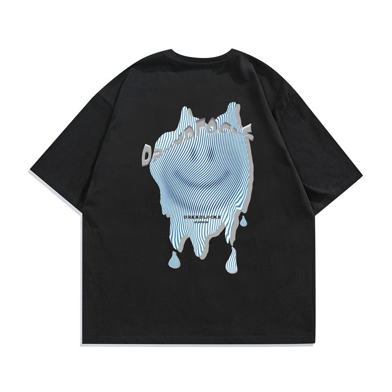 2022 Summer Man Outfits Printed Loose Short Sleeve