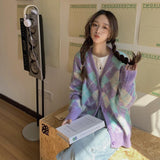 Preppy Aesthetic Outfits Cardigan Knitted Coat Women Autumn and Winter Loose