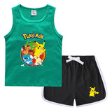 Children Pokemon Pikachu Tshirts & Shorts Vest Middle Pants Casual Sweat Wicking Suit