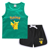 Children Pokemon Pikachu Tshirts & Shorts Casual Sports Sweat-Absorbent Suit Neutral