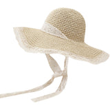 Straw Hat Lace Lace Cutout Foldable Straw Hat
